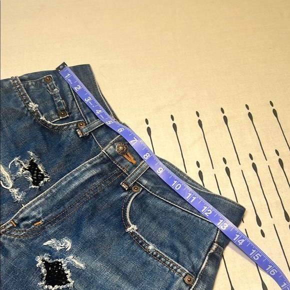 Edwin Blue Jean Shorts with Frayed Hem and Vintage Look. Size 29. - Picture 7 of 10